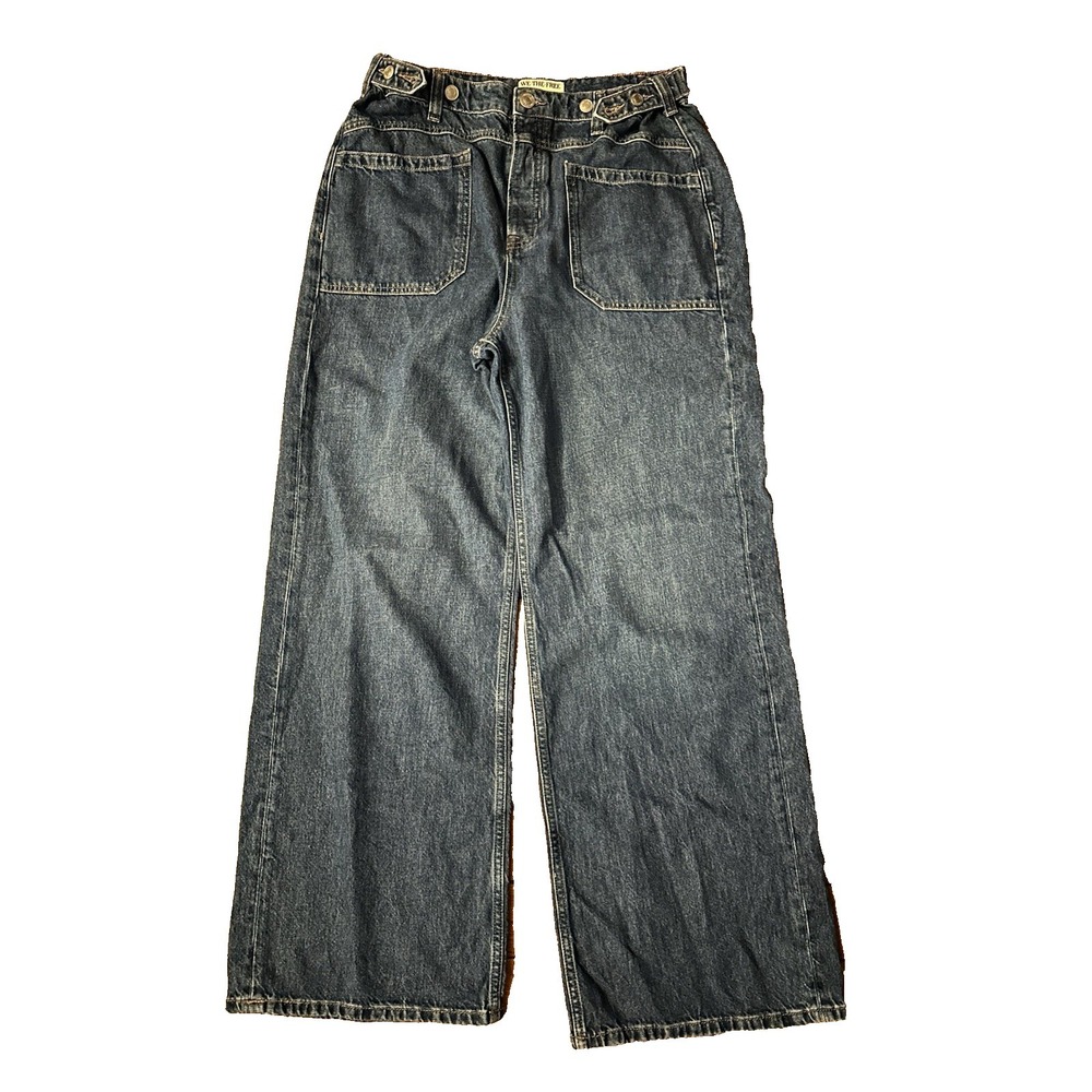 Free People Women's Size 31 Wide Leg Medium Wash Jeans - Picture 1 of 3